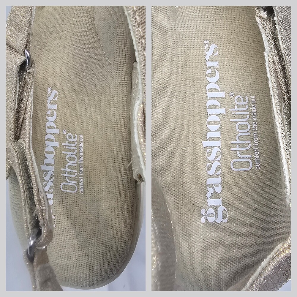 Grasshoppers Womens Cherry Flat Ortholite Comfort Sandal Metallic Stone Sz 9.5W - Picture 8 of 11